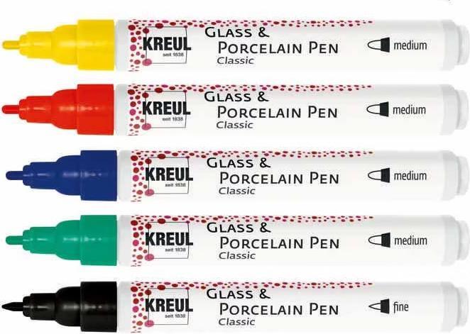 Produktbild I Am Creative Porcelain Pen 5er-Set (Schwarz, Signalgelb, Kirschrot, Royalblau, Französisch grün, 4 mm, 5 x)