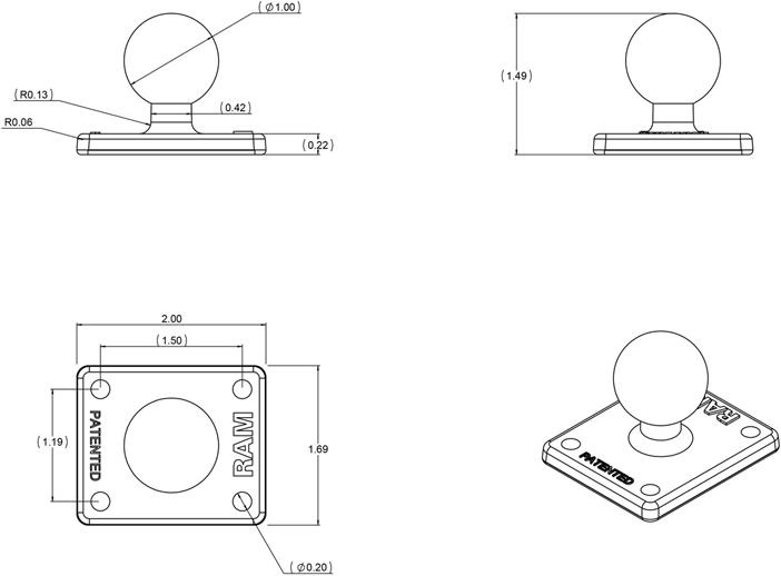 Produktbild RAM Mounts Basisplatte