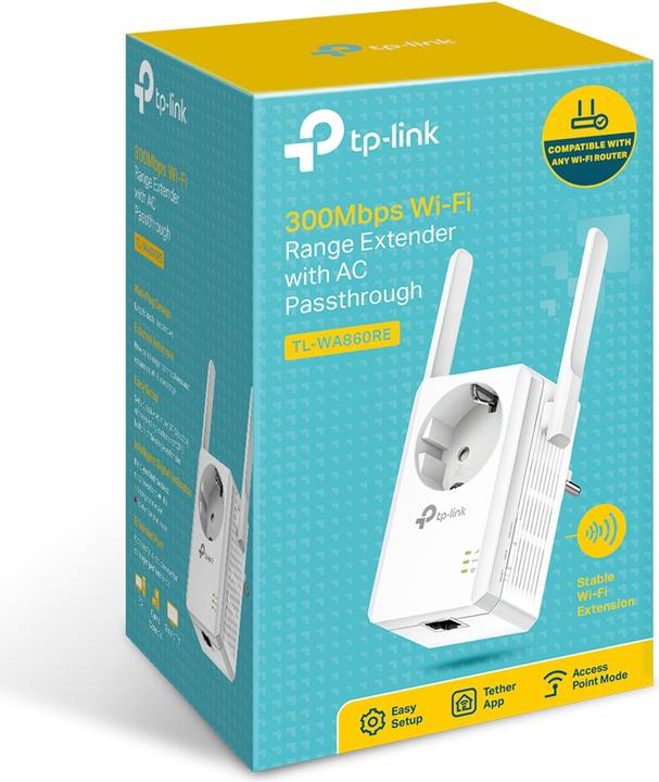 Produktbild TP-Link TL-WA860RE - 300 Mbit/s-WLAN-Repeater mit integrierter Steckdose (54300 Mbit/s)