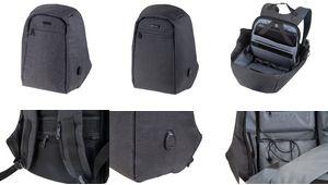 Produktbild Lightpak Rucksack SAFEPAK, mit USB-Ladeport, anthrazit Polyester, gepolsterter Rücken, Trolleyband