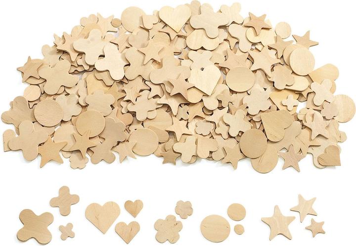 Actual product image Colorations Colouring - Natural wooden shapes in 5 designs, 350 pieces.