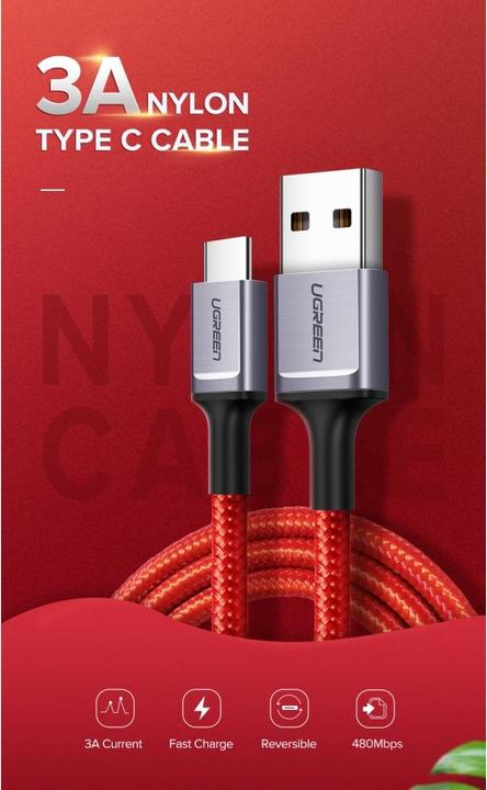Actual product image Ugreen USB-C Cable 3A QC 3.0 1m (USB 3.0)