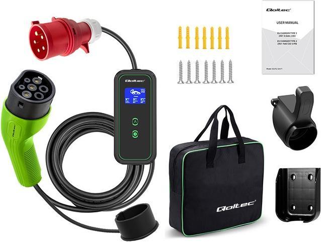 Produktbild Qoltec Intelligentes Gerät 52478 Mobiles EV-Ladegerät 11kw (Typ 2, 16 A)