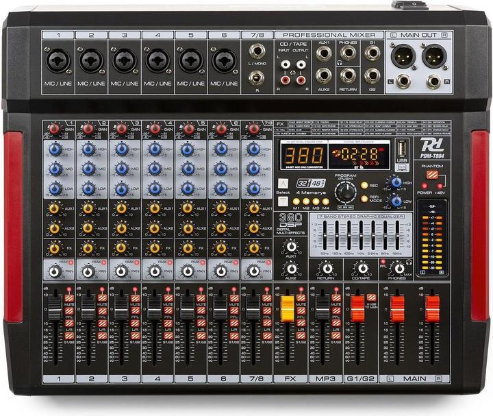 Immagine prodotto Power Dynamics PDM-T804 - Interfaccia audio a 8 canali con Bluetooth, DSP, mp3 e USB (Mixer da studio e live)