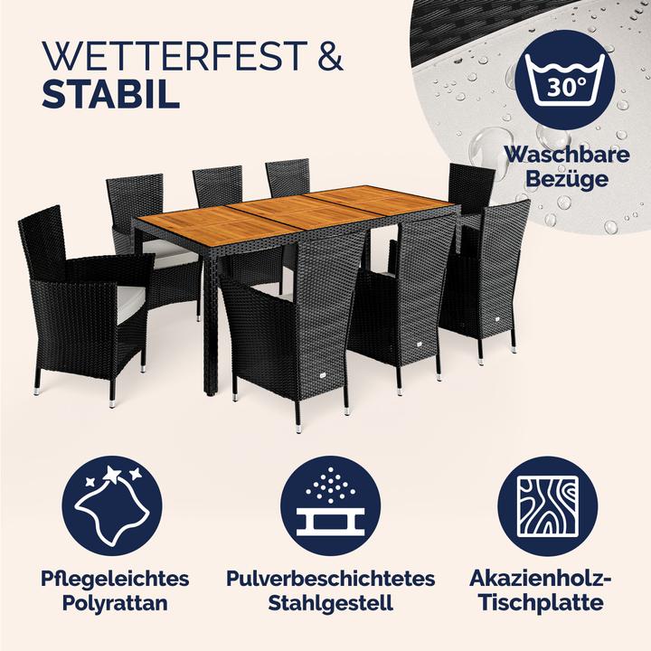 Actual product image Casaria Polyrattan garden furniture 8+1 (90 cm)