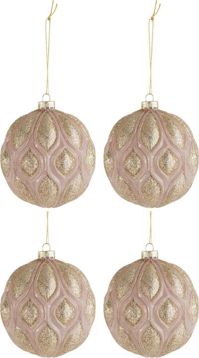 Produktbild J-Line 4er-Set Christbaumkugeln aus Glas Rosa/Gold Ø 10 cm (4 -teilig)