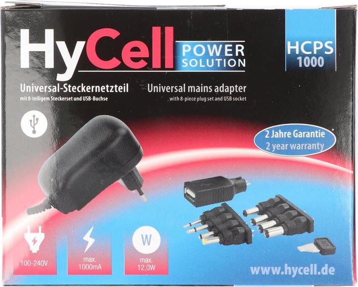 Produktbild AccuCell Universalnetzteil mit 9 Volt Batterieanschluss, perfekt um klassische 9 Volt Batterien oder Akkus...