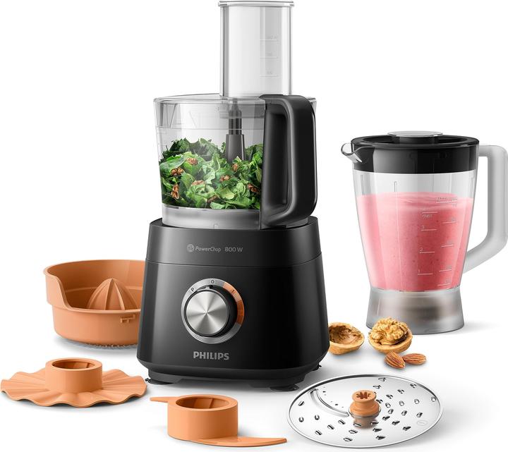 Actual product image Philips HR7510/00 Viva Collection food processor, black (1000 ml, 800 W)