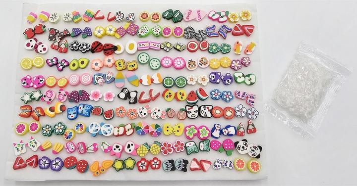 Actual product image ZigZag 100 pairs of assorted stud earrings with 100 rubber stoppers (Plastic)
