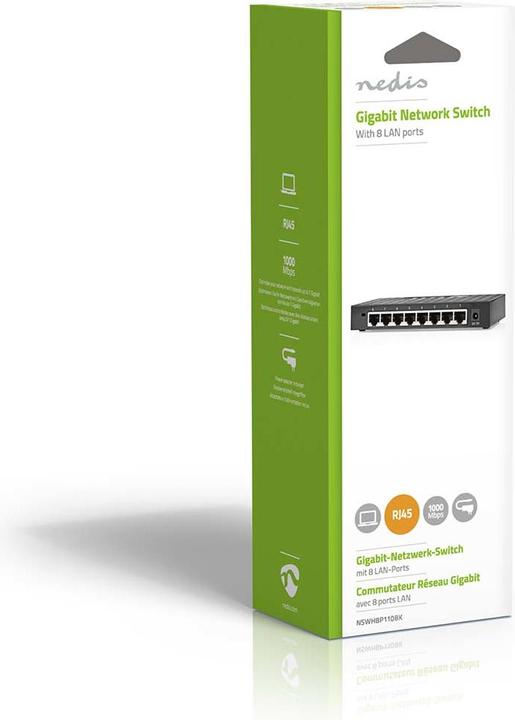 Produktbild Nedis Netzwerkschalter | Wired Geschwindigkeit: Gigabit | Anzahl Ethernet-Ports: 8 (8 Ports)