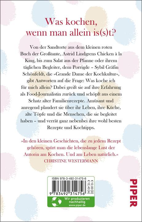 Produktbild Kochbuch für die kleine alte Frau (Deutsch, Sybil Gräfin Schönfeldt, 2022)