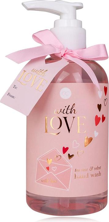 Produktbild Accentra Handseife WITH LOVE in Pumpspender, 250ml, Duft: Tea Rose & Velvet, Farbe: rosa/rot/weiss, VE 6/24 (Flüssigseife, 250 ml)