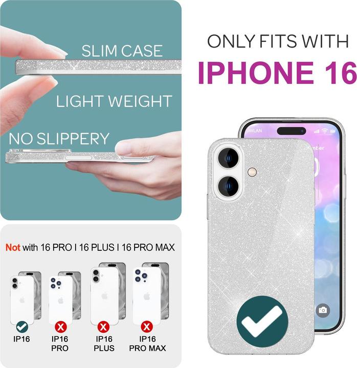 Actual product image Nalia Glitter hybrid cover (Apple iPhone 16)