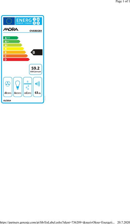 Energie-Label Mora & Memo OV 686 GBX (Wandhaube)