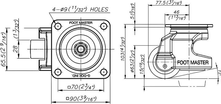 Actual product image Tente Lifting rollers G-Dok with integrated leveling foot