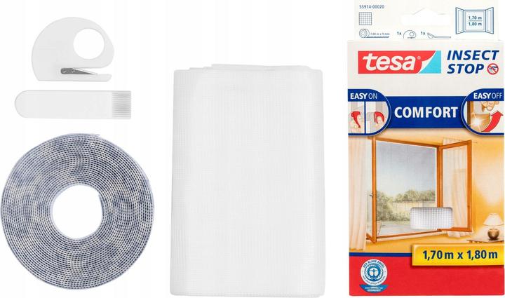 Actual product image tesa Insect screen COMFORT for windows, with Velcro tape, self-adhesive, without drilling (170 x 180 cm)