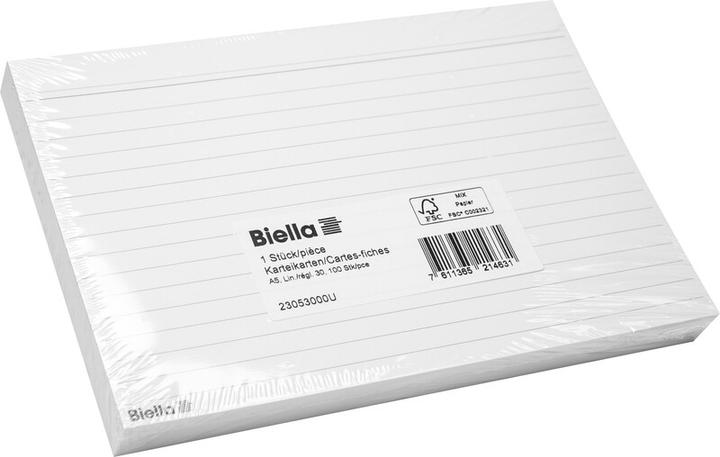 Image du produit Biella Fiches alignées (A5, 200 g/m², 100 x)