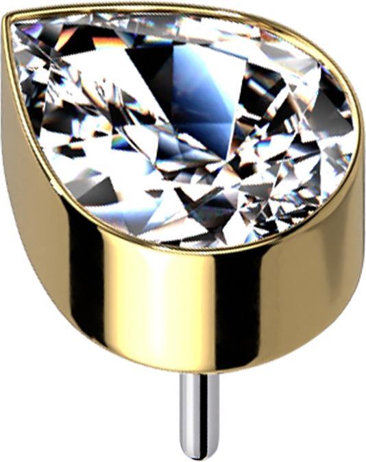 Immagine prodotto Star Piercing Senza fili placcato oro con cristallo a goccia argento (senza ottone, Titanio G23)