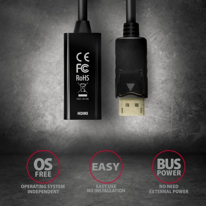 Actual product image Axagon RVD-HI14N DisplayPort > HDMI 1.4 adapter 4K/30Hz (HDMI, 15 cm)