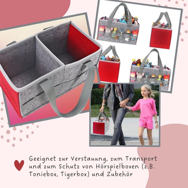 Image du produit Hermex Sac de rangement pour boîte à musique et figurines Sac d'organisation pour jeu radiophonique Rouge