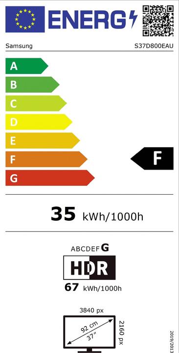 Energy Label Samsung Viewfinity S8 - S80D (3840 x 2160 Pixels, 37")