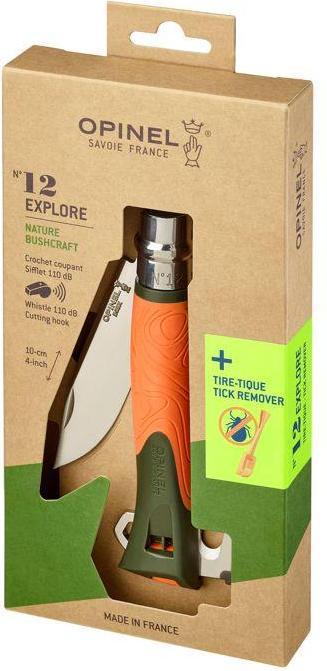 Produktbild Opinel N°12 Explore Tire-tique orange (10 cm)