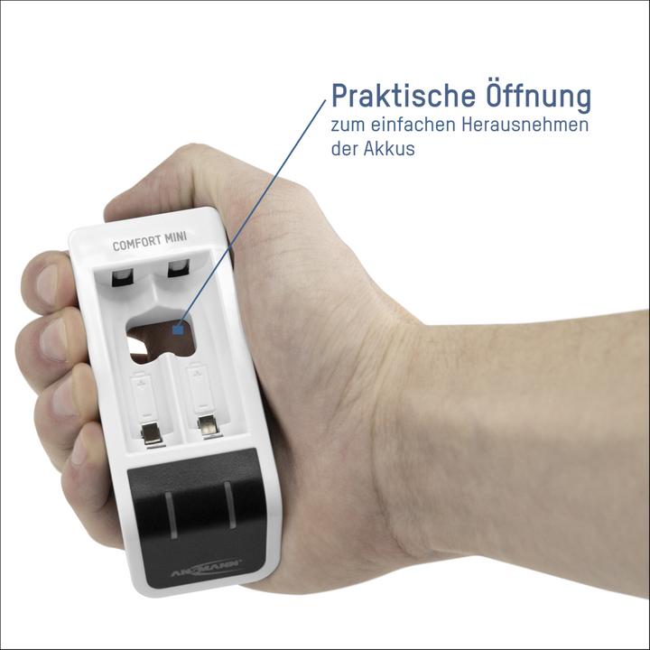 Produktbild Ansmann Comfort Mini Ladegerät inkl. 2 AA Mignon Akkus 2100 mAh (1 Stk., AA, AAA, 2100 mAh, Ladegerät inkl. Akku)