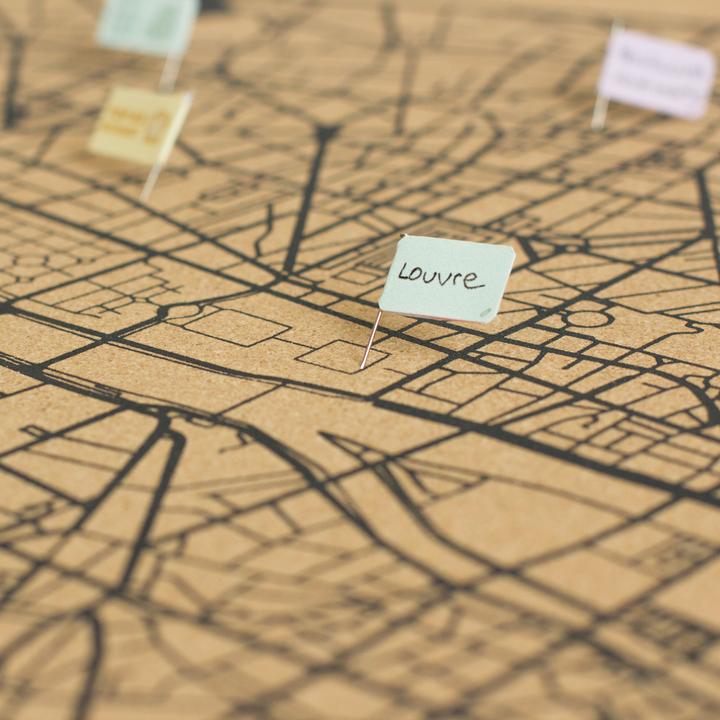 Produktbild Miss wood Woody Map Städtekarte - Paris - XL- in schwarz (Pinnwand, 90 x 60 cm)