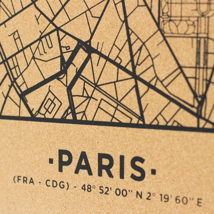 Produktbild Miss wood Woody Map Städtekarte - Paris - XL- in schwarz (Pinnwand, 90 x 60 cm)