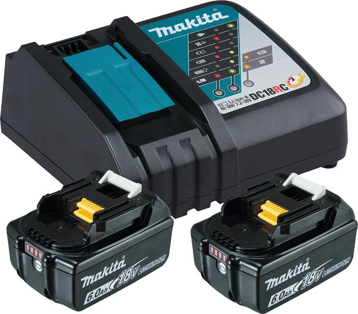 2x BL1860B battery 6.0Ah, DC18RC charger