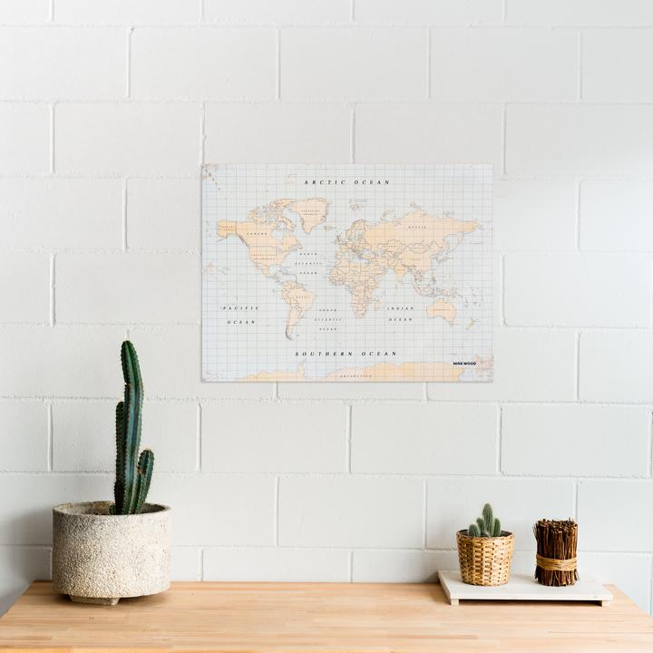 Actual product image Miss wood Woody Map - Watercolor - L - Vintage (Bulletin board, World map, 60 x 45 cm)
