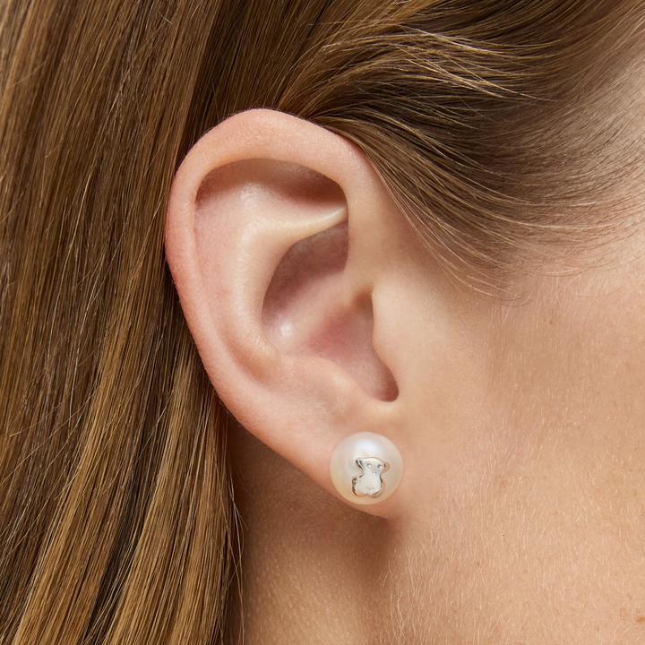 Image du produit Tous Boucles d'oreilles en perles réelles avec ours 411143500 (Argent Sterling)