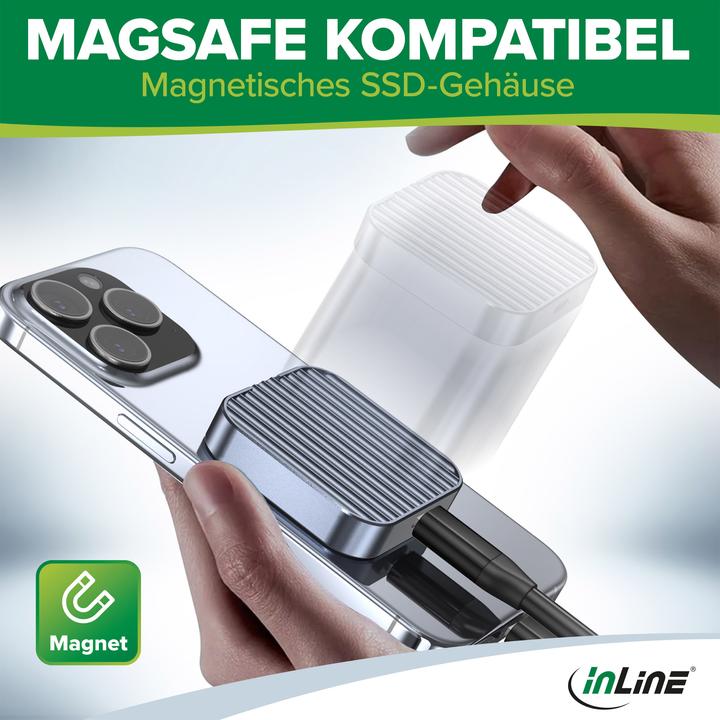 Productafbeelding InLine Clip Case - Magnetische USB-C behuizing voor SATA III & NVMe M.2 2230 SSD's (M.2 2230)