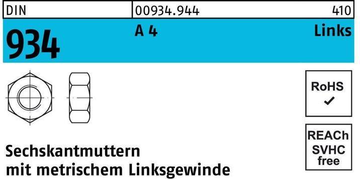 Produktbild Sechskantmutter DIN 934 links M 5 -LH A 4 (- 70) (M5)