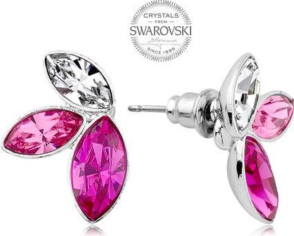 Levien Earrings with three crystals in pink Navette shades (L)