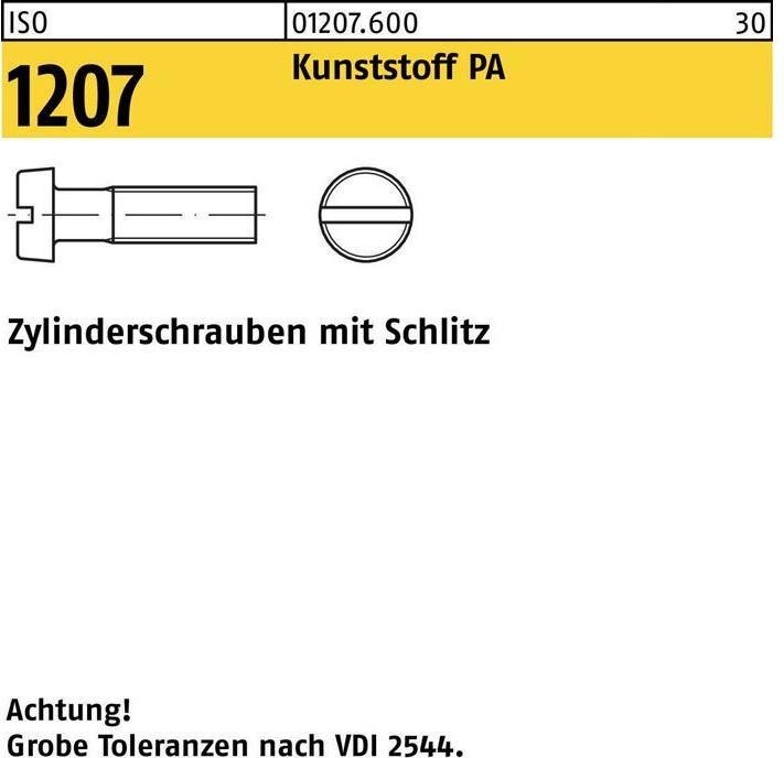 Immagine prodotto Vite a testa cilindrica ISO 1207 con intaglio M 5 x 25 Poliammide (200 Viti per pezzo)