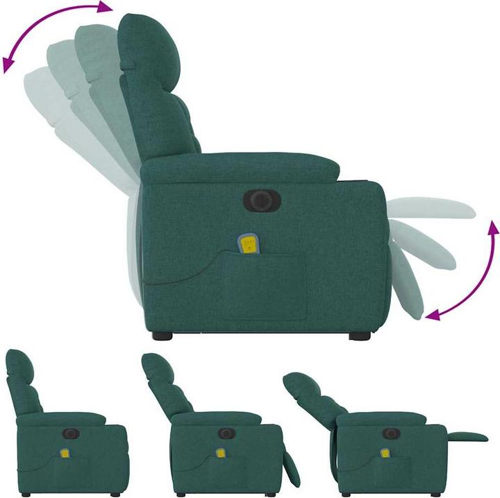 Image du produit VidaXL Fauteuil de massage électrique avec fonction releveur Vert foncé Tissu
