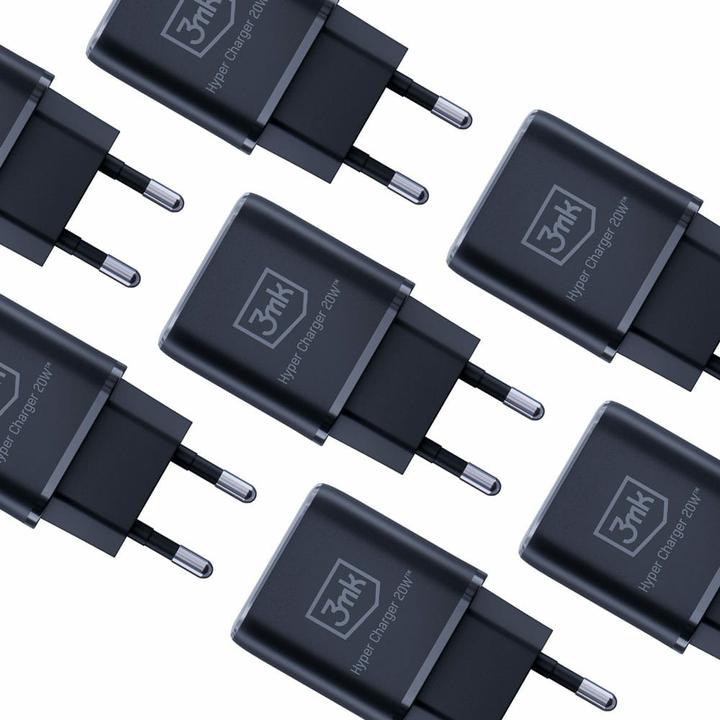Immagine prodotto 3MK HyperCharger 20W 1xUSB-C + 1xUSB-A ładowarka sieciowa PD/QC czarna/nero (20 W)