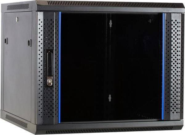 Dsit 9 HE Serverschrank, 19” Wandgehäuse mit Glastür (BxTxH) 600 x 600 x 501mm (9 HE, 19 Zoll Rack)