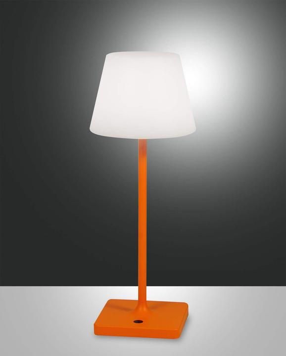 Fabas Luce LED outdoor rechargeable table lamp Adam Ø150mm 2.5W warm white IP44 orange dimmable rechargeable (200 lm)