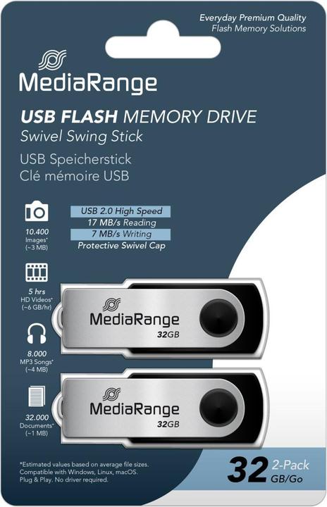 Immagine prodotto MediaRange ge chiavetta USB, 32GB 32GB, confezione da 2 (32 GB, USB-A)