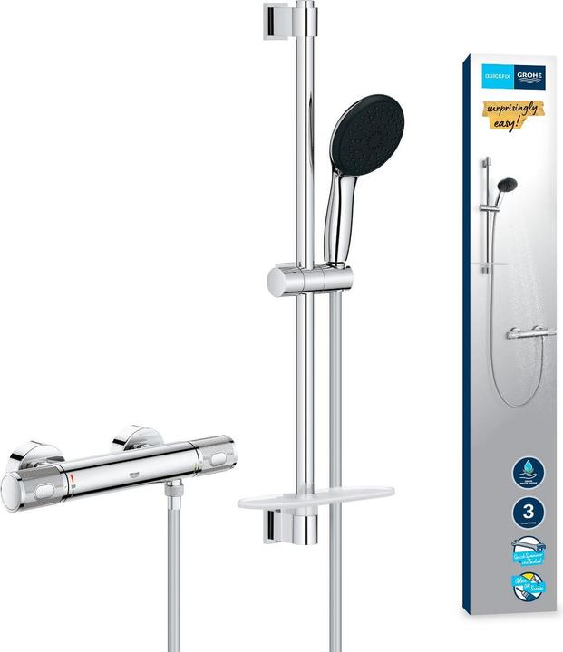 Actual product image Grohe Precision Feel QuickFix Thermostat-Duscharmatur und Vitalio Start 110 Brausestangenset, Länge 600mm