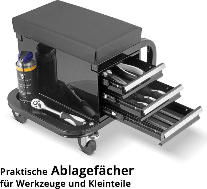 Image du produit Stahlwerk Tabouret d'atelier MWH 3 ST avec capacité de charge de 120 kg Siège d'atelier Tabouret roulant (1 x)