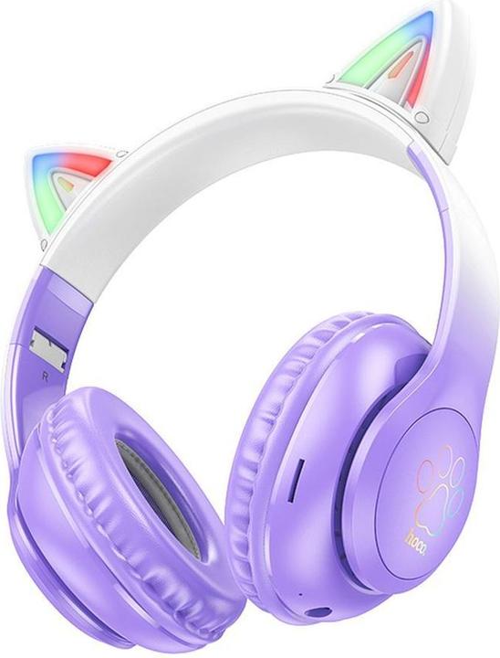 Hoco Draadloze hoofdtelefoon draadloze bluetooth hoofdtelefoon W42 Cat Ear paarse druif