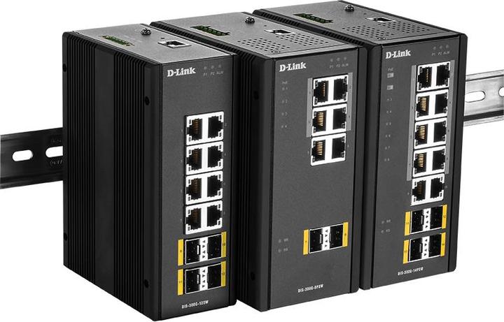 Produktbild D-Link 14 Port L2 Managed Industrie Switch with 10 x 10/100/1000BaseTX ports 8 PoE & 4 x 100/1000BaseSFP... (12 Ports)