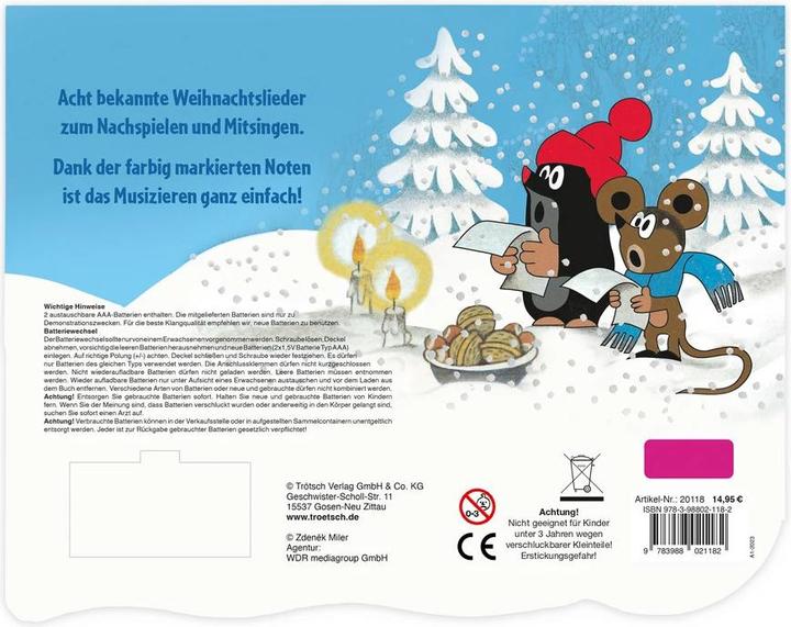 Produktbild Der kleine Maulwurf Klavierbuch Meine ersten Weihnachtslieder (Deutsch, Trötsch Verlag GmbH & Co. KG, 2023)