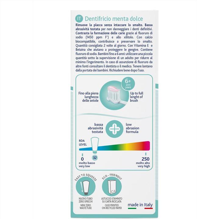 Actual product image Chicco Toothpaste mild mint with fluoride 1450ppm 6y+ Italian paste (50 ml)