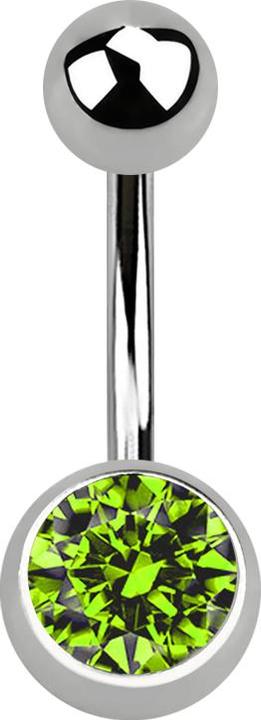 Star Piercing Banane silber mit Kugel und Kugel Kristall hellgrün (ohne Messing, Titan G23)