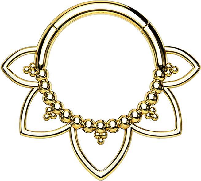 Hollywood Body Jewelry Micro Segmentring klappbar vergoldet filigrane Herzen (Chirurgenstahl 316L, ohne Messing)