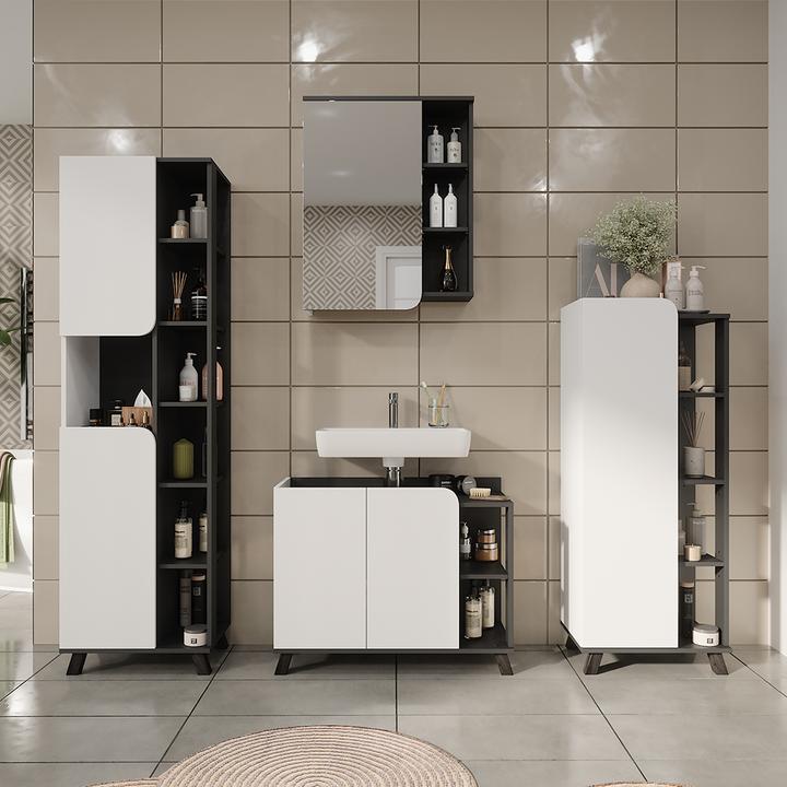 Immagine prodotto Vichy Waschbeckenunterschrank Karen, Anthrazit/Weiss, 80 x 65 cm mit 2 Türen